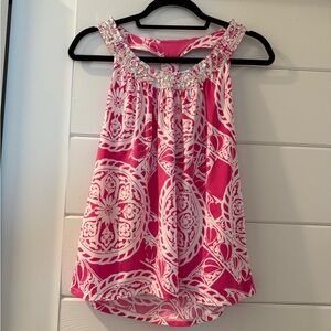 INC Pink and White Racer Back Top